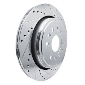 Jeep Grand Wagoneer Brake Rotor (1) - Rear Right - R1 Concepts - Drilled & Slotted - Silver - `21-`25